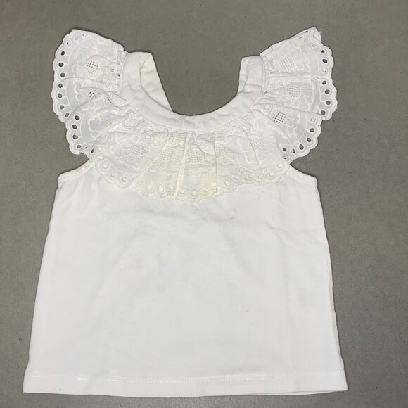 Janie and Jack Other - Janie and Jack White Eyelet Ruffle Collar Top 18–24M